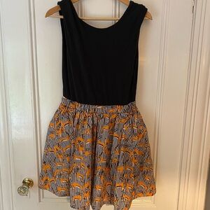 Kate Spade Saturday Sleeveless Dress women’s S Black Stripes horses Midi Pockets